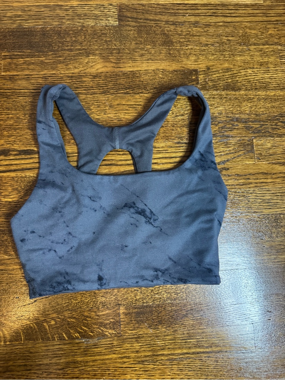 Bombshell Sportswear Charcoal Marble-Print Racerback Sports Bra